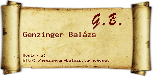 Genzinger Balázs névjegykártya